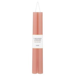 Bougies longues striées roses (x2)