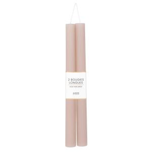 Bougies longues striées taupe (x2)