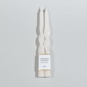 Bougies longues torsadées blanches (x2)