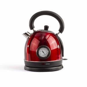 Bouilloire rétro avec thermomètre en acier inoxydable rouge…