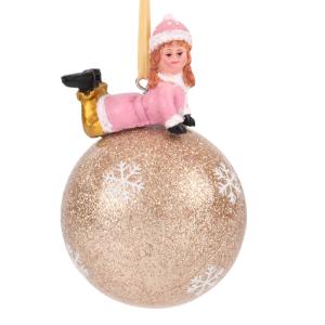 Boule de Noël à paillettes dorées avec figurine