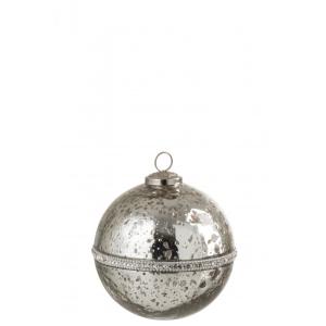 Boule de Noël avec diamant en verre argent D14cm D14cm