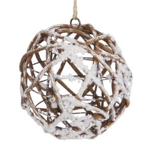 Boule de Noël branchage en métal et papier marron et blanc