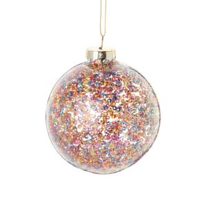 Boule de Noël en verre à sequins multicolores