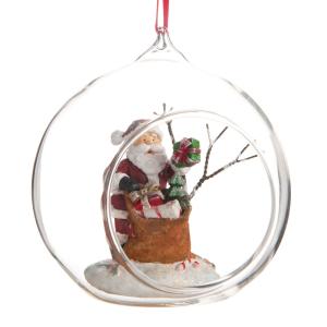 Boule de Noël en verre avec père Noël