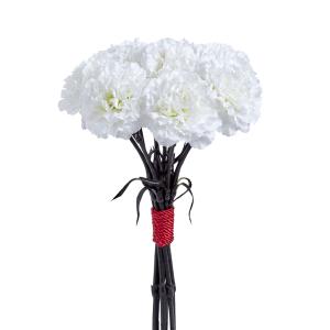 Bouquet d'œillets artificiel blanc H38