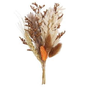 Bouquet de fleurs séchées orange, beiges et blanches