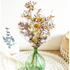 Bouquet de fleurs séchées pour dame jeanne chardons jaunes