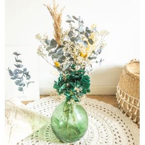 Bouquet de fleurs séchées pour dame jeanne hortensia vert