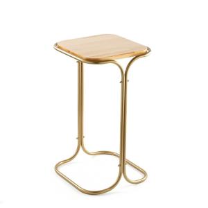 Bout de canapé avec plateau en Métal H52 cm - Effet Bois