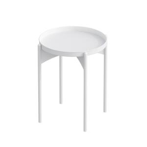 Bout de canapé avec plateau rond en Métal H57 cm - Blanc