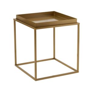 Bout de canapé carré avec plateau à rebords H52 cm - Doré…