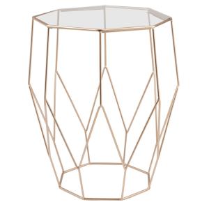 Bout de canapé filaire en métal et verre