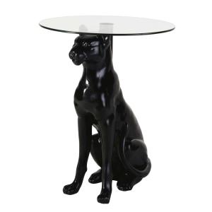 Bout de canapé panthère noir et verre recyclé