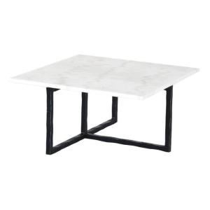 Bout de canapé rectangulaire plateau marbre blanc