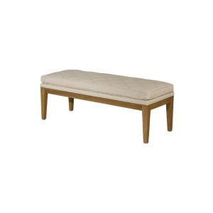 Bout de lit en acacia massif et lin beige