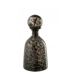 Bouteille décorative et bouchon verre noir H33,5cm