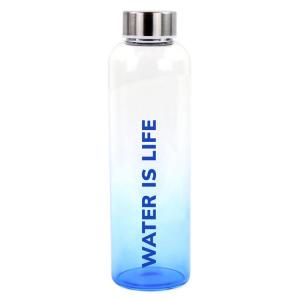 Bouteille en verre 1000 ml  water is life avec coffret