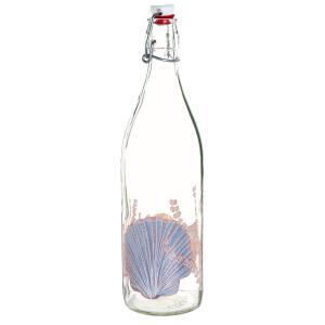 Bouteille en verre transparent motifs coquillages multicolo…