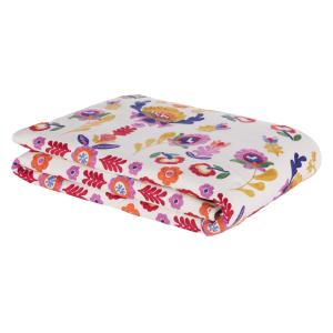 Boutis en coton et lin motif floral brodé multicolore 100x2…