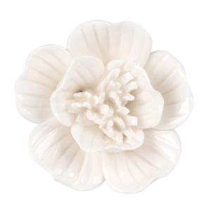 Bouton de porte fleur en céramique blanche