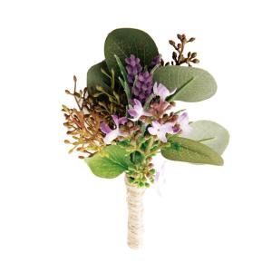 Boutonnière lavande et d'eucalyptus artificielle violet et…