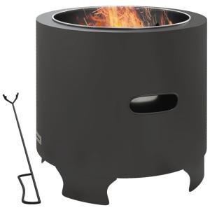 Brasero sans fumée portable métal et acier inoxydable noir