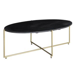 BRASS-Table basse ovale 110x40, bois de Manguier massif noi…