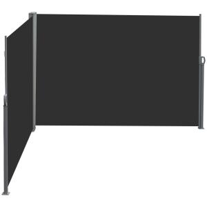 Brise-vue rétractable double store latéral polyester gris n…