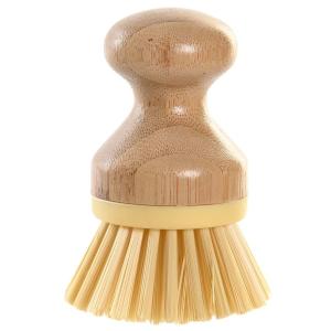 Brosse vaisselle bambou et plastique 9.5x9.5x7cm