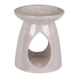 Brûle-parfum blanc nacré en céramique