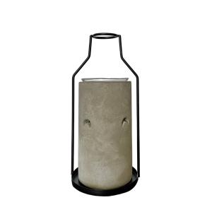 Brûle parfum en métal Vase noir et ciment gris mat - H18,5…