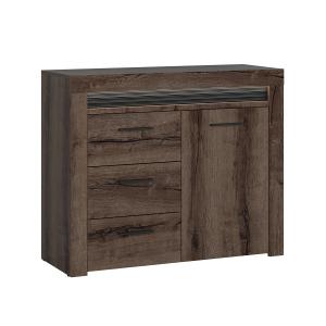 Buffet 1 porte 3 tiroirs LED inclus stratifiés beige