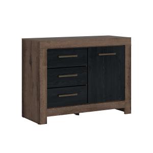 Buffet 1 porte 3 tiroirs stratifiés beige et noir