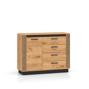 Buffet 1 porte 4 tiroirs stratifiés beige