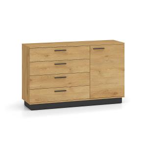 Buffet 1 porte 4 tiroirs stratifiés beige et noir