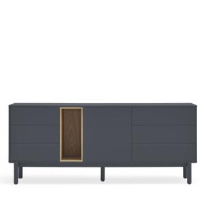 Buffet 1 porte 6 tiroirs en bois L180cm - Gris anthracite