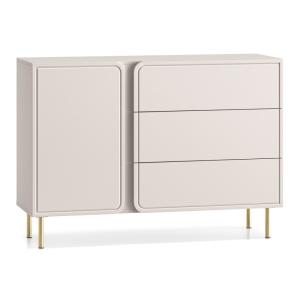 Buffet 1 porte avec 3 tiroirs, beige cachemire, 120 cm
