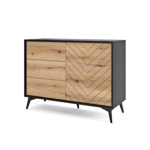 Buffet 1 porte et 3 tiroirs en bois lamellé 104x77 cm