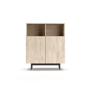 Buffet 2 niches en mélaminé chêne pieds graphite 110x90x34…