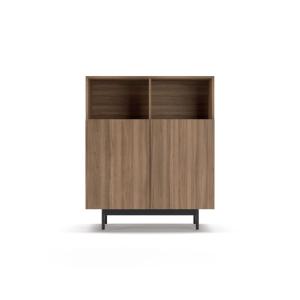Buffet 2 niches en mélaminé noyer pieds graphite 110x90x34…