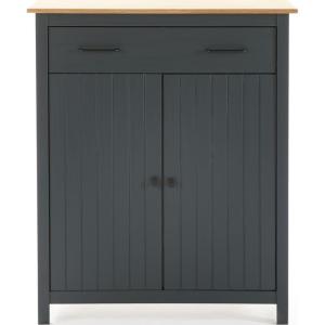 Buffet 2 portes 1 tiroir en bois massif bleu 90 cm