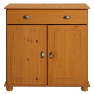 Buffet 2 portes 1 tiroir en bois massif, coloris antique