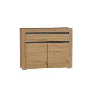 Buffet 2 portes 1 tiroir LED inclus stratifiés beige et gri…