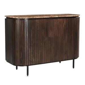 Buffet 2 portes 115 cm, Marbre emperador et Manguier massif