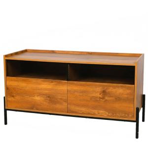 Buffet 2 portes 119x40x63 cm décor bois et pieds en métal -…