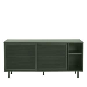 Buffet 2 portes, 2 niches en métal L160cm - Vert olive