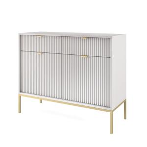 Buffet 2 portes 2 tiroirs pieds métal doré 104x83 cm