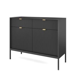 Buffet 2 portes 2 tiroirs pieds métal noir 104x83 cm