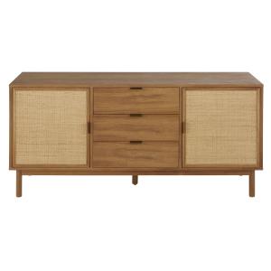 Buffet 2 portes 3 tiroirs cannage en rotin